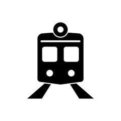 Train icon vector in black flat design on white background