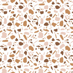 Terrazzo geometric seamless pattern. Stone particles endless texture. Perfect for fabric, textile, packaging and wrapping paper, wallpaper, background, flooring. Illustration on white background