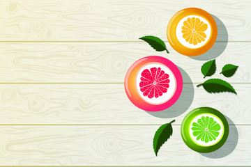 bright summer background with citruses