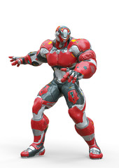 futuristic astronaut is ready for action in white background