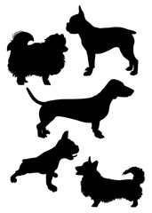  silhouettes of dogs vector
