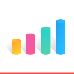 Graphs bar vector icon, isometric statistic banner template design for your business
