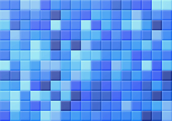 Random blue mosaic illustration with bevel and emboss on the tiles