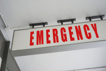 closeup of hospital emergency entry sign
