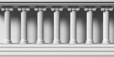 Classic colums marble stone, Classical building facade. 3d illustration