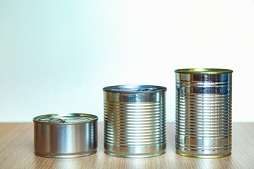 a tin can,an iron can, is on the table