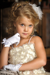 Princess in a white dress. Flowergirl, event.