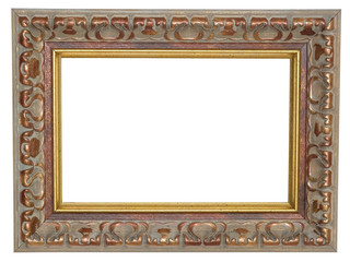 Brown photo frame. Isolated object on a white background.