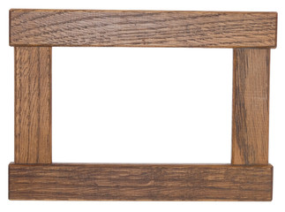 Brown photo frame. Isolated object on a white background.