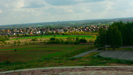 Naklejka premium landscape and top view on a sunny day.