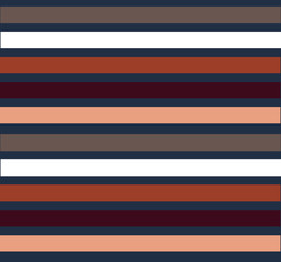 Stripe, parallel white, navy, blue, rust, orange, brown.