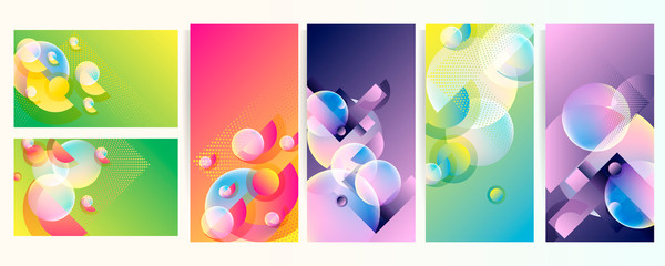 Set geometric colors fluid shapes eps 10. Flowing and liquid abstract gradient background for banner, poster or book. Vector design