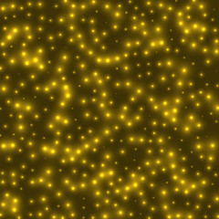 Starry background. Stars densely scattered on yellow background. Appealing glowing space cover. Cool vector illustration.