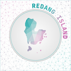 Vector polygonal Redang Island map. Map of the island with network mesh background. Redang Island illustration in technology, internet, network, telecommunication concept style.
