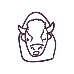 buffalo cartoon line style icon vector design