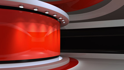 Tv Studio Light Blue Background Loop Animation News Studio Background For Any Green Screen Or Chroma Key Video Production 3d Render 3d Wall Mural Vachom