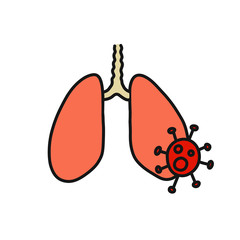 lung virus doodle icon, vector illustration