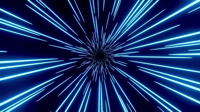 3d rendering colored warp loop. Space star lights. Star burst 4K abstract creative cosmic background. Hyper jump into another galaxy.