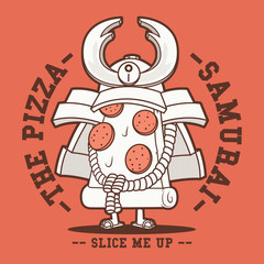 Pizza Samurai character vector illustration. Fast food, samurai, menu, dinner design concept