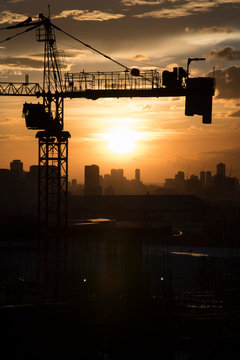 Sunset In Manila Construction In Ortigas