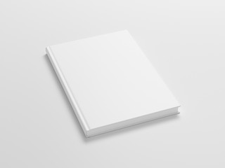 Blank book cover mock up on white background. Side view. 3d illustration