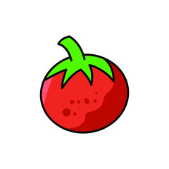 Tomato icon design best logo , vector illustration emblem isolated artword , concept food vitamin fruit retro background vegetarian cartoon , cute symbol organic
