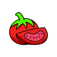 Tomato icon design best logo , vector illustration emblem isolated artword , concept food vitamin fruit retro background vegetarian cartoon , cute symbol organic
