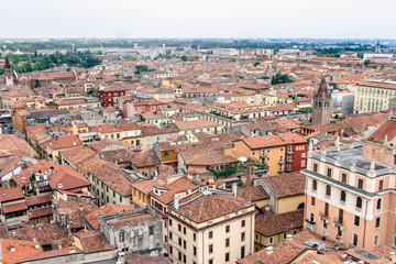 Naklejka na ściany i meble Roofs of Verona, Italy as seem from the Lamberti tower height, Torre dei Lamberti