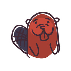 beaver cartoon flat style icon vector design