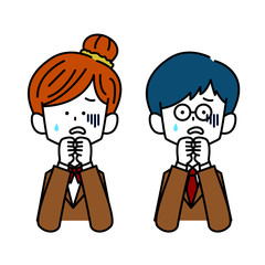 怯える学生男女