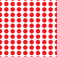 Tile pattern with big red polka dots on white background