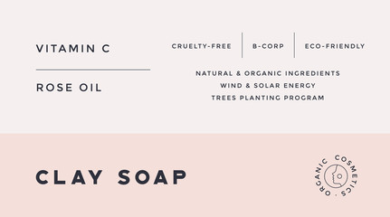 Minimal Label. Typographic modern vintage label, tag, sticker for natural brand, beauty packing. Retro design minimal label, tag of organic cosmetics, old school style, typography. Vector Illustration