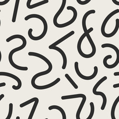 Vector seamless jumble geometric lines memphis pattern. Abstract trendy background. Hand drawn texture in doodle style