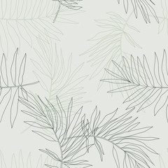 Vector tropical palm leaves seamless pattern. Vector summer delicate illustration. Pastel colors