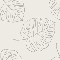 Vector tropical palm leaves seamless pattern. Vector summer delicate illustration. Pastel colors