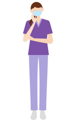 医療・看護の現場で働くマスクの女性のイラスト