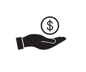 Dollar in hand icon. Save money icon. Vector illustration.