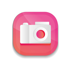 mobile app buttons concept, camera icon, detailed design
