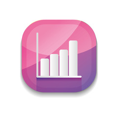 mobile app buttons concept, graphic bar chart icon, detailed design