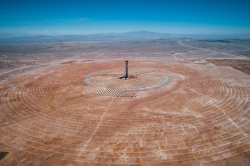 Aerial View of a Solar Thermal Power Plant in the Atacama Desert, Antofagasta Region, Chile -...