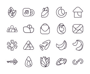 Fototapeta premium Abstract shapes line style icon set vector design