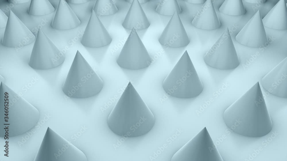 Aufkleber surface with numerous repeating cones, isometric background, modern computer generated 3d rendering 