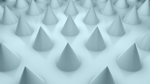 Surface with numerous repeating cones, isometric background, modern computer generated 3d rendering backdrop