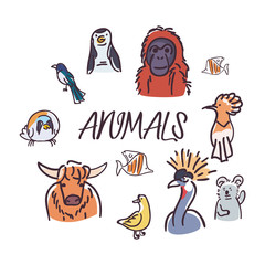 Wild Animals cartoons vector design