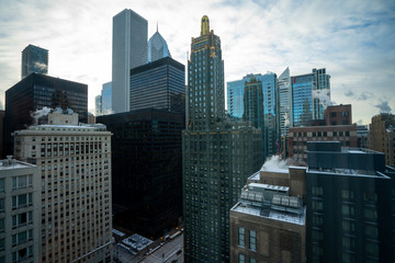 Fototapeta na wymiar beautiful chicago skyline during winter