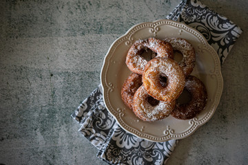 Old Fashioned Doughnuts on a white plate