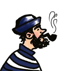 sailor seaman smoking isolated on white profile portrait