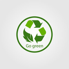 symbol og Go green with arrows recycle and leaf. Vector illustration. Recycled sign/icon. Recycled materials symbol. 
