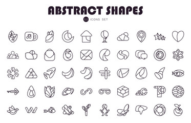 50 Abstract shapes line style icon set vector design