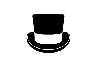 Black top hat sign isolated on white background